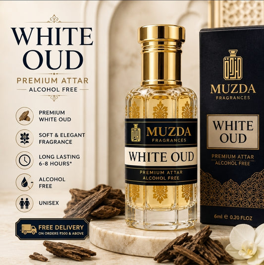 WHITE OUD Premium Attar | Alcohol-Free Long Lasting Arabian Attar | MUZDA FRAGRANCES